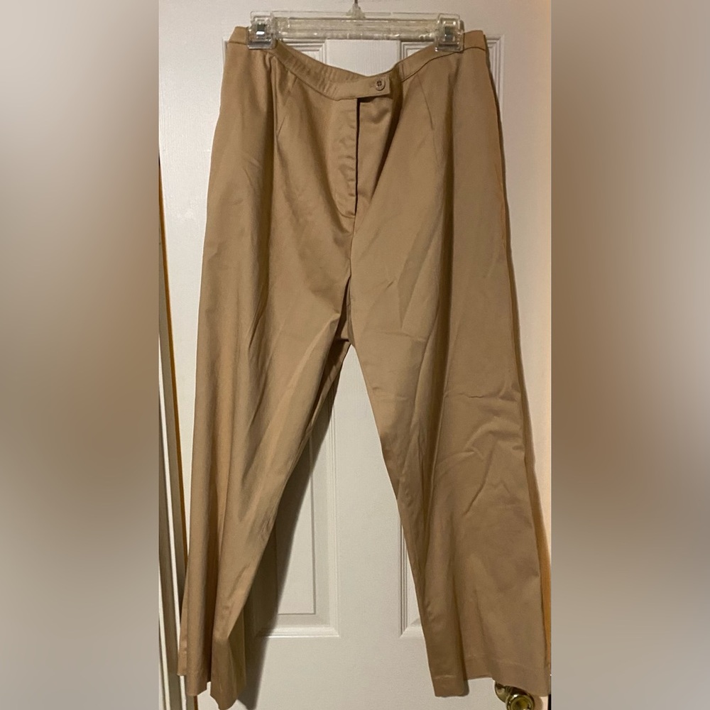 Nancy Bolen City Girl Women’s Stretch Chino Pants Tan Cotton Blend Size 16